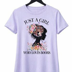 Pink Graphic Tee - Just a Girl Who Loves Books
